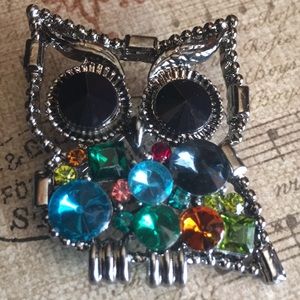 Gemstone Owl Brooch